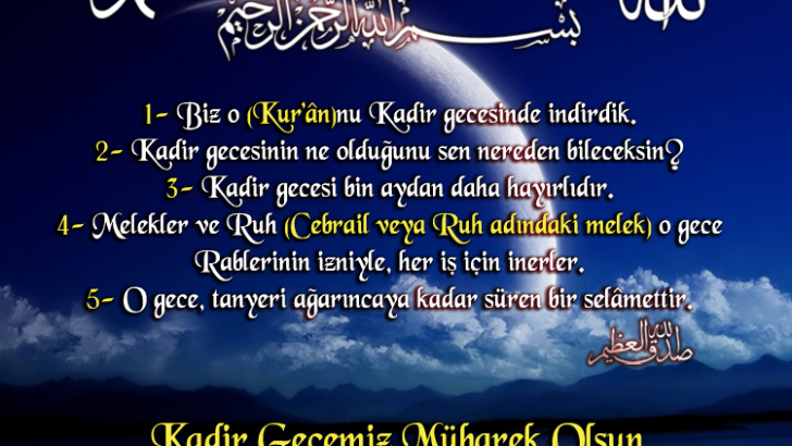 Kadir Gecesi Mesajı